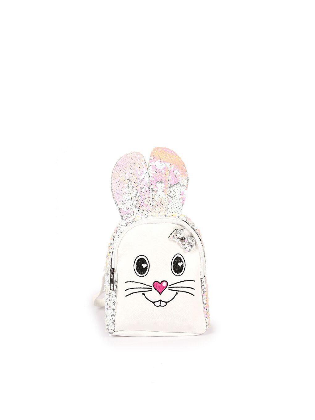 Beyaz Tavşan Figürlü Payetli Kız Çocuk Sırt Çantası-3