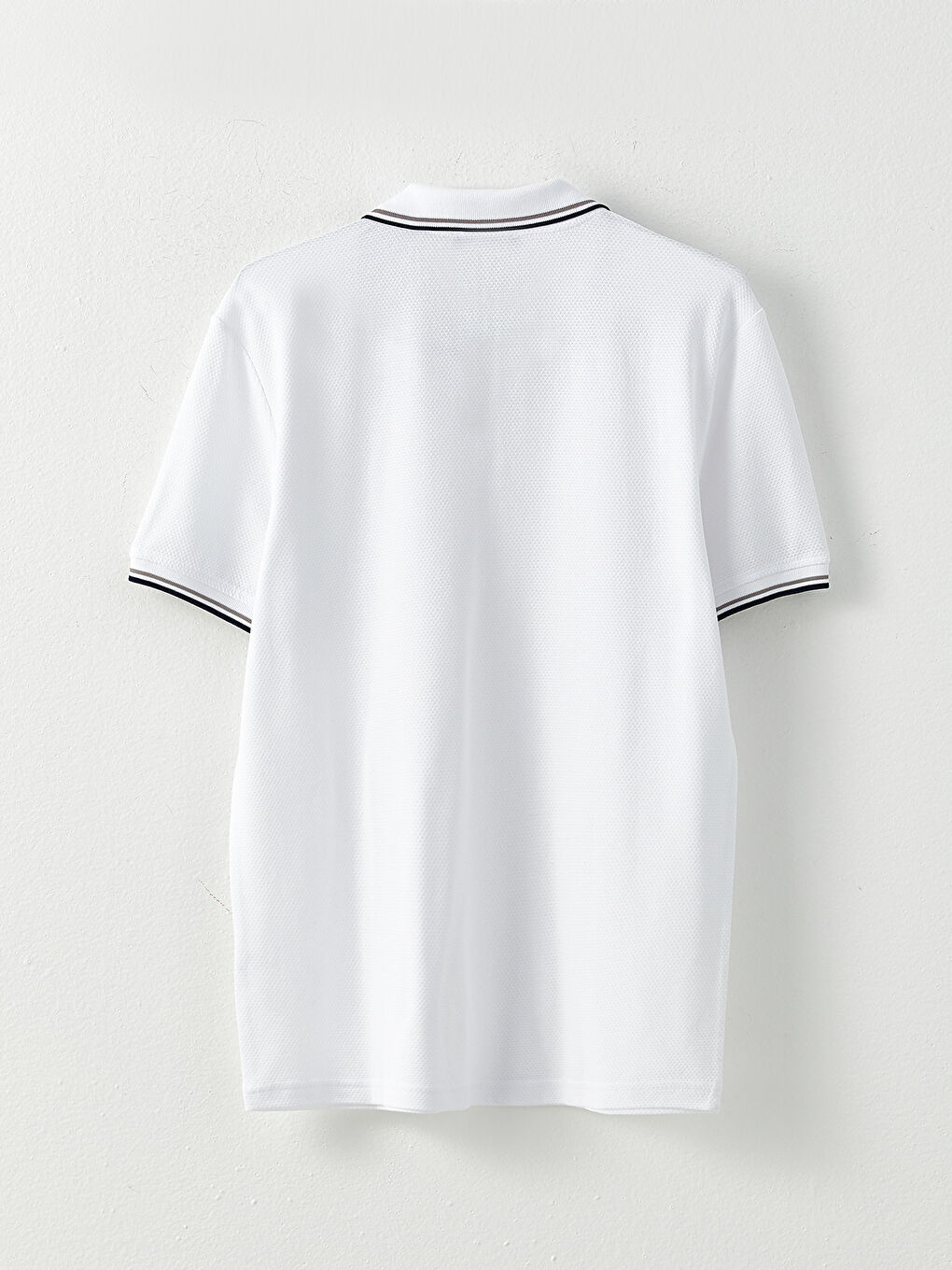 Beyaz Polo Yaka Kısa Kollu Penye Erkek Tişört-7