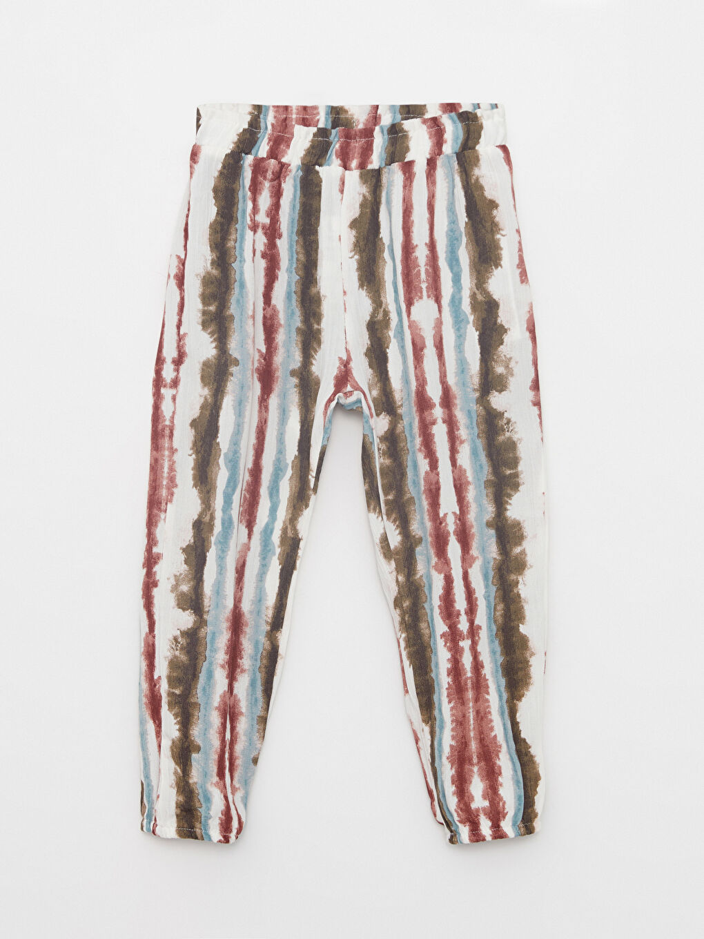 Bej Beli Lastikli Baskılı Kız Bebek Pantolon