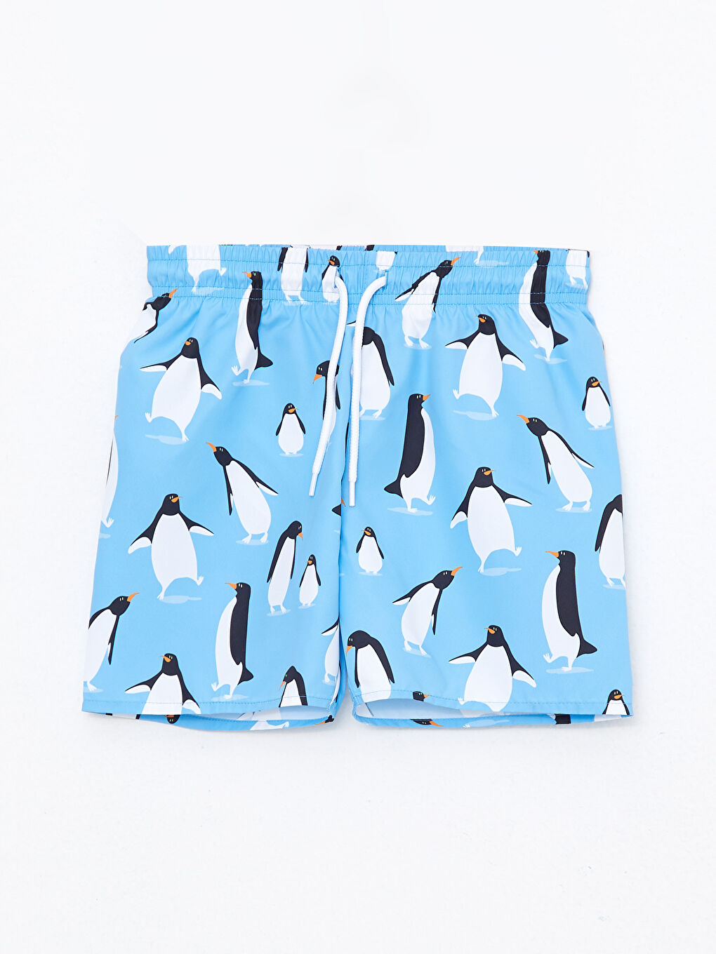 Mavi Beli Lastikli Baskılı Erkek Çocuk Deniz Şortu