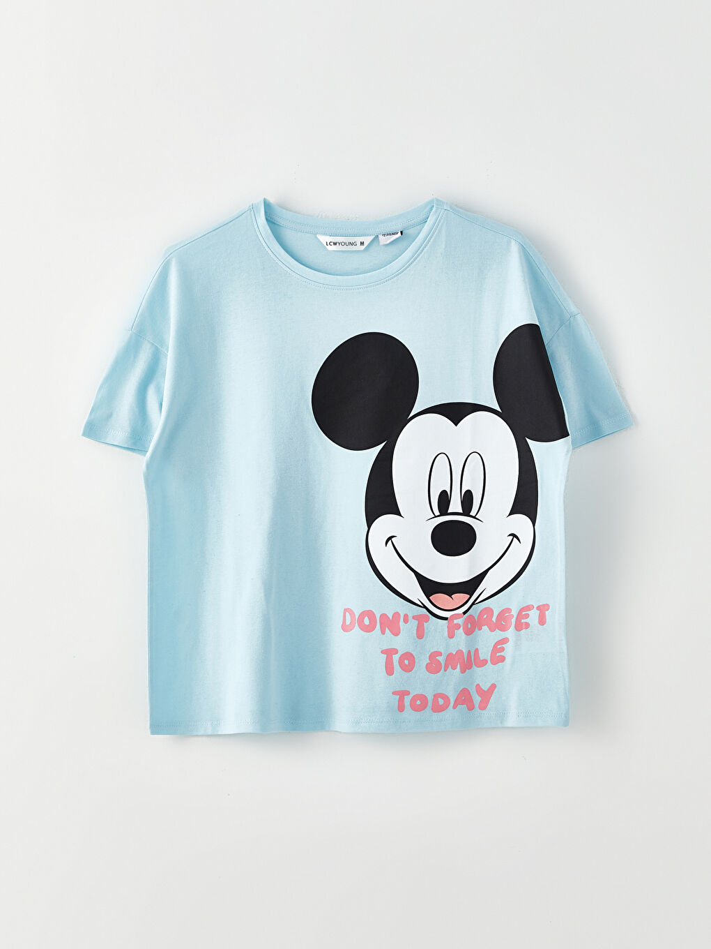 Beyaz Bisiklet Yaka Mickey Mouse Baskılı Kısa Kollu Kadın Pijama Takımı-5