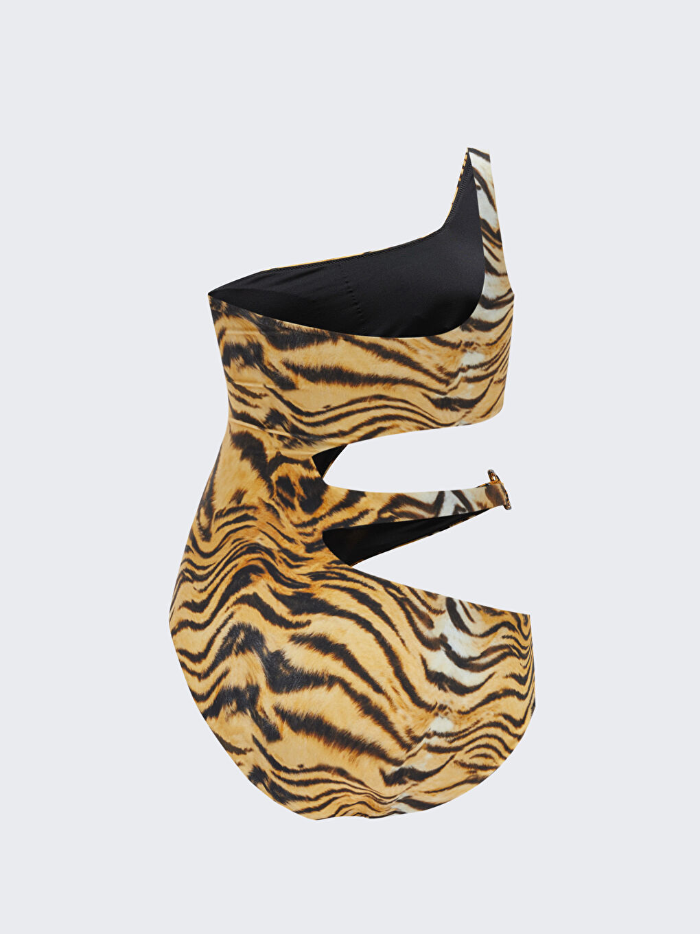 Kahverengi Tek Askılı Desenli Kadın Mayo-1