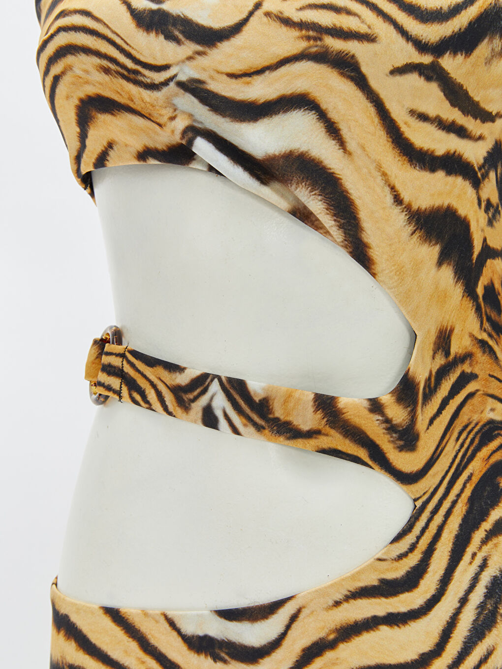 Kahverengi Tek Askılı Desenli Kadın Mayo-2