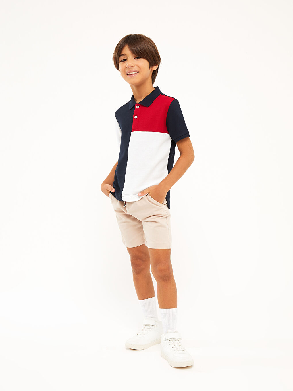 Bej Beli Lastikli Basic Erkek Çocuk Şort-2