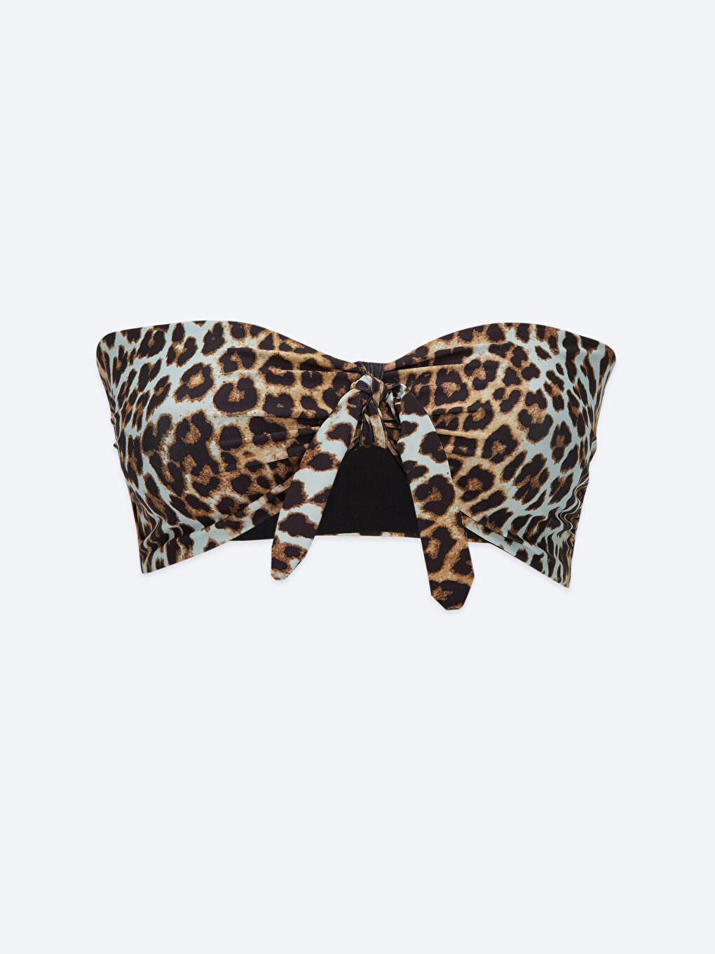 Siyah Büzgü Detaylı Desenli Kadın Bikini Üst