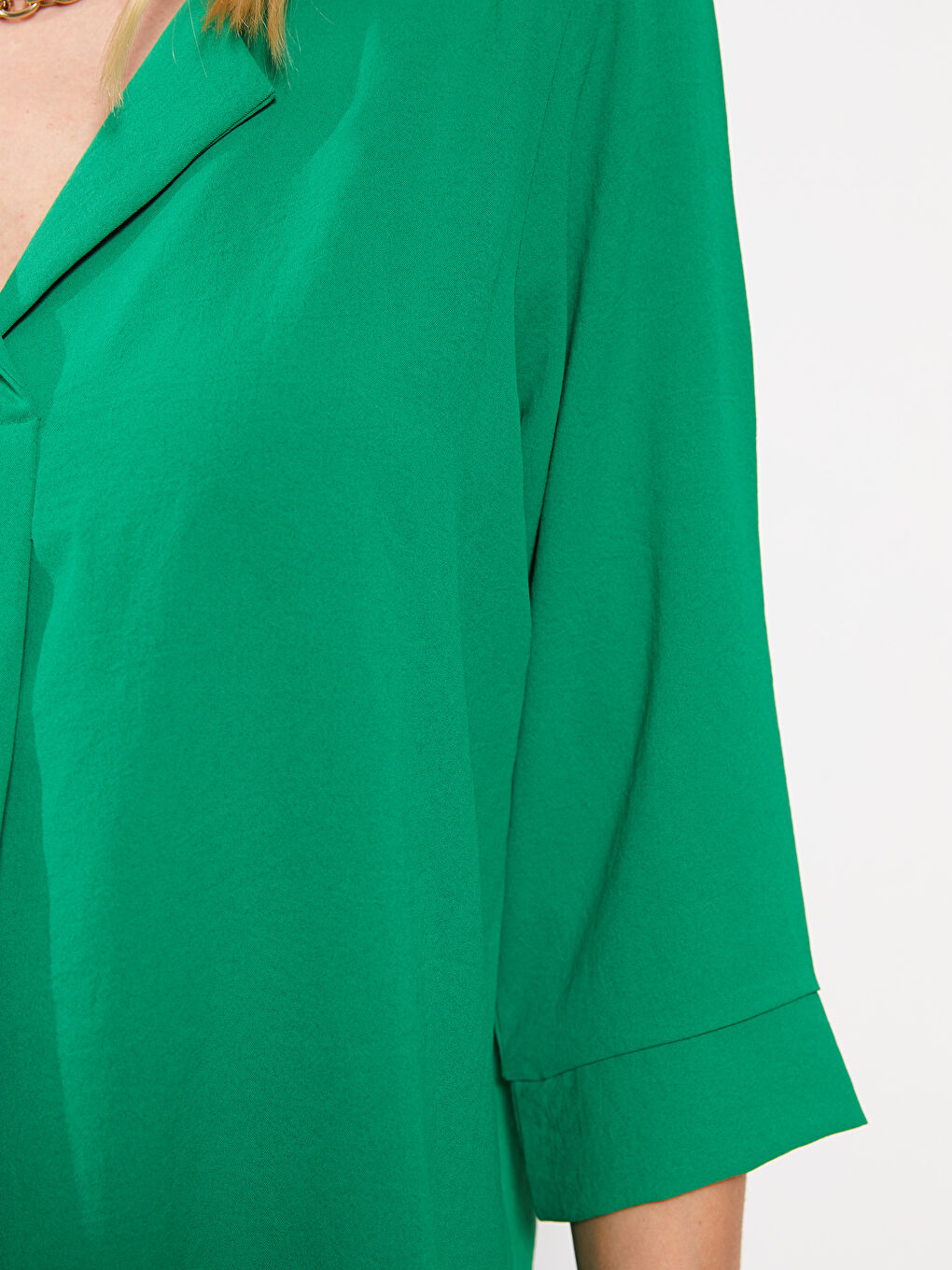 Women's Notch Neck Plain Blouse-3