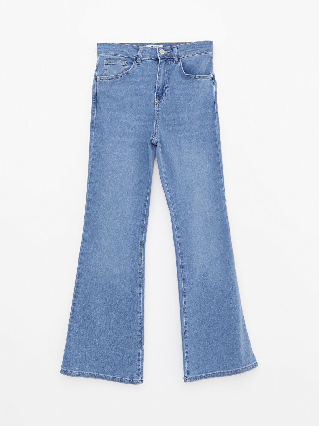 İndigo Yüksek Bel Mars Flare Kadın Jean Pantolon-5