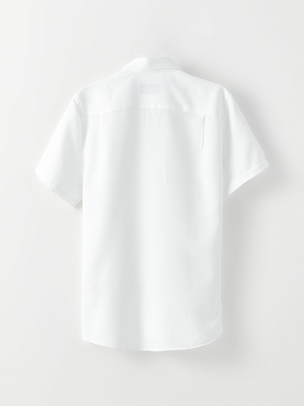 Beyaz Regular Fit Kısa Kollu Armürlü Gömlek-6
