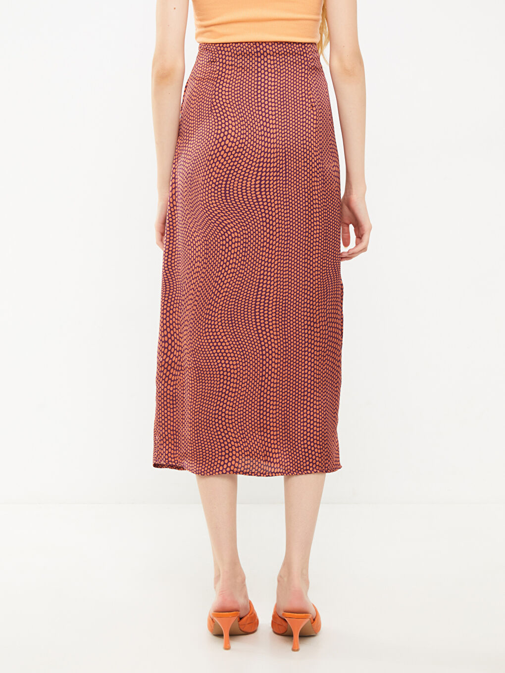 Mor Yırtmaç Detaylı Desenli Kadın Etek-4