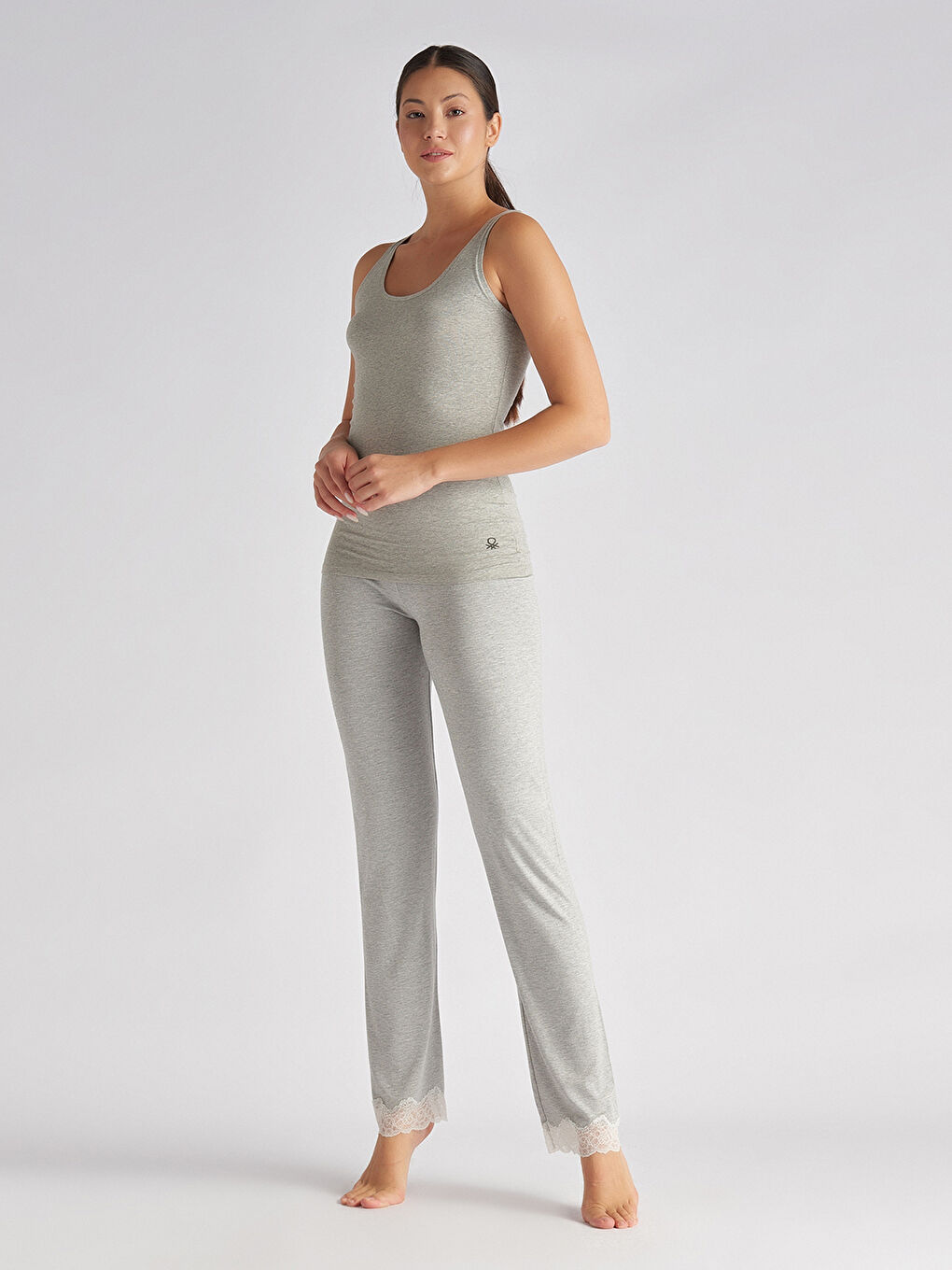 Gri Logo Baskılı Kadın Atlet