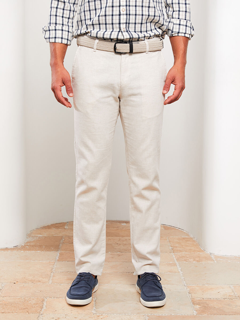 SOUTHBLUE Slim Fit Linen Men's Trousers -S2NL40Z8-FHL