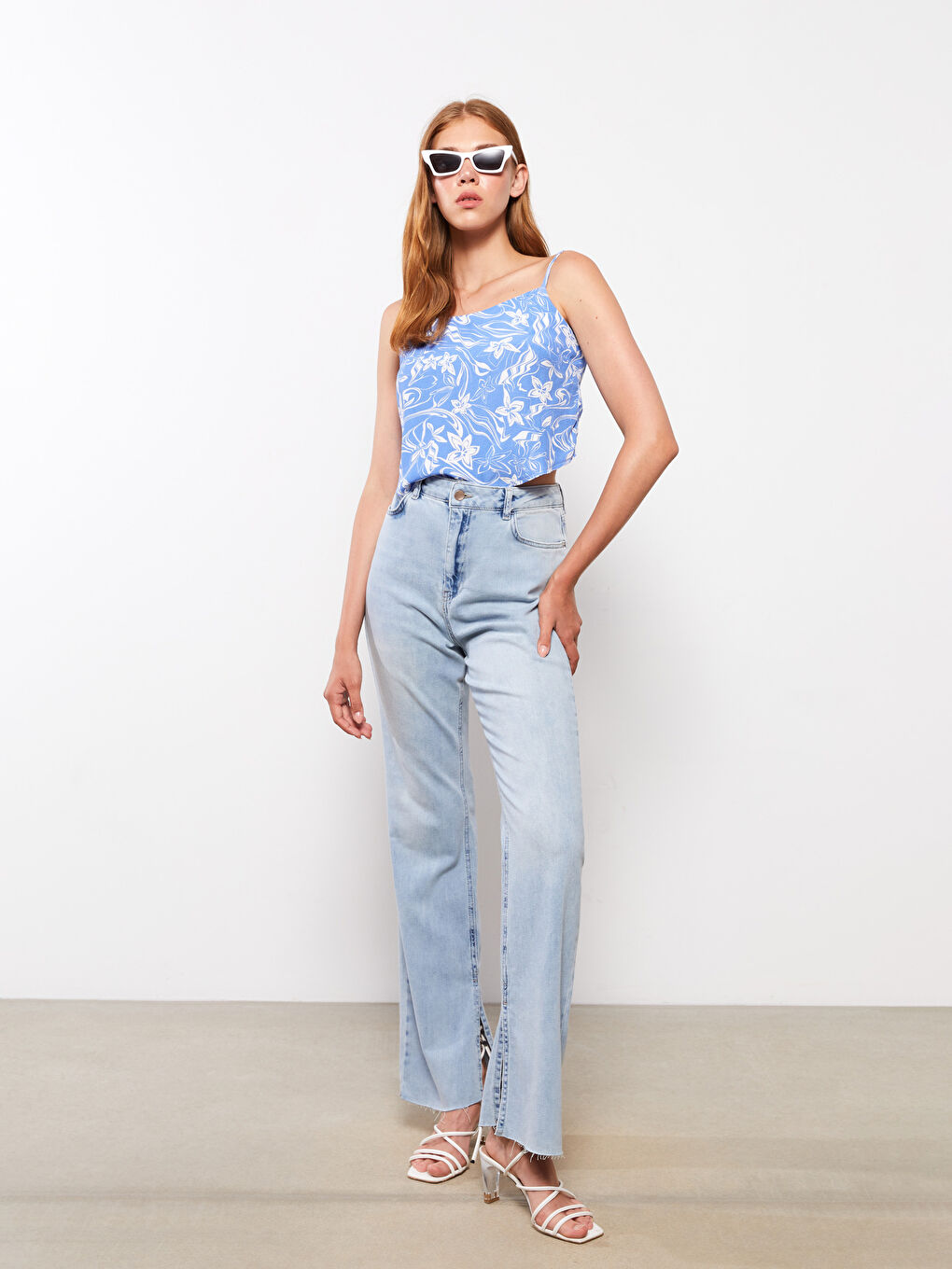 İndigo Wideleg Kadın Jean Pantolon-1