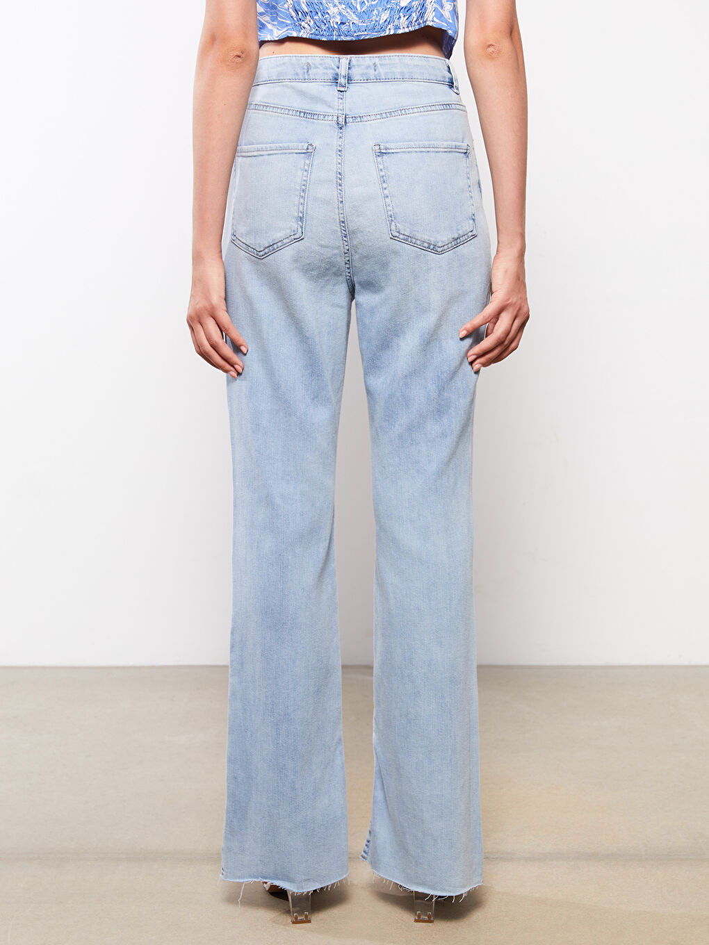 İndigo Wideleg Kadın Jean Pantolon-4