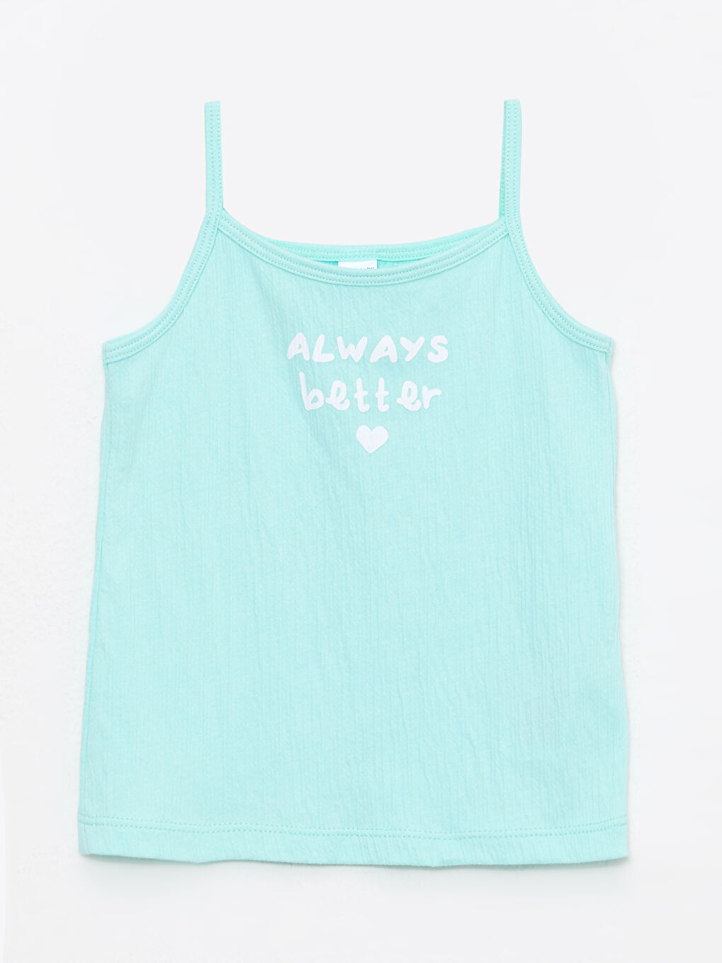 Yeşil Kare Yaka Askılı Baskılı Kız Bebek Atlet