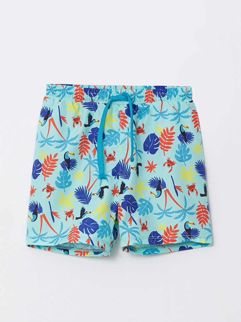 Mavi Beli Lastikli Baskılı Erkek Bebek Deniz Şortu