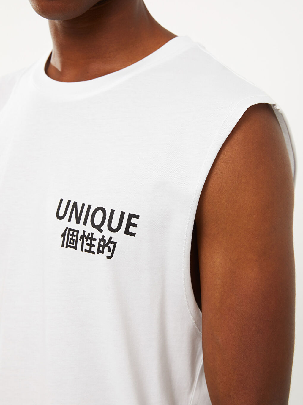 Crew Neck Printed Combed Cotton Men's Sleeveless T-Shirt -S2NM08Z8-Q6K