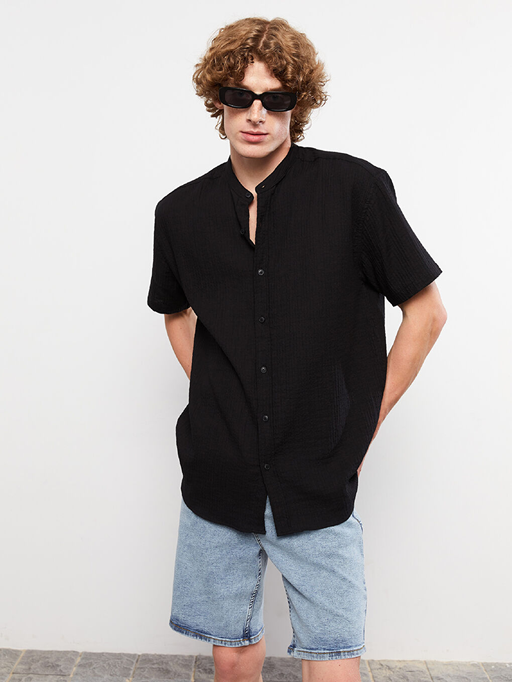 Mavi Standart Kalıp Erkek Jean Şort-1