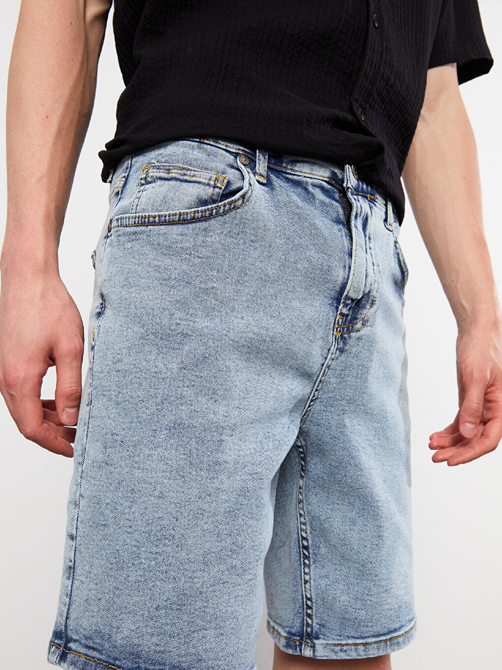 Mavi Standart Kalıp Erkek Jean Şort-2