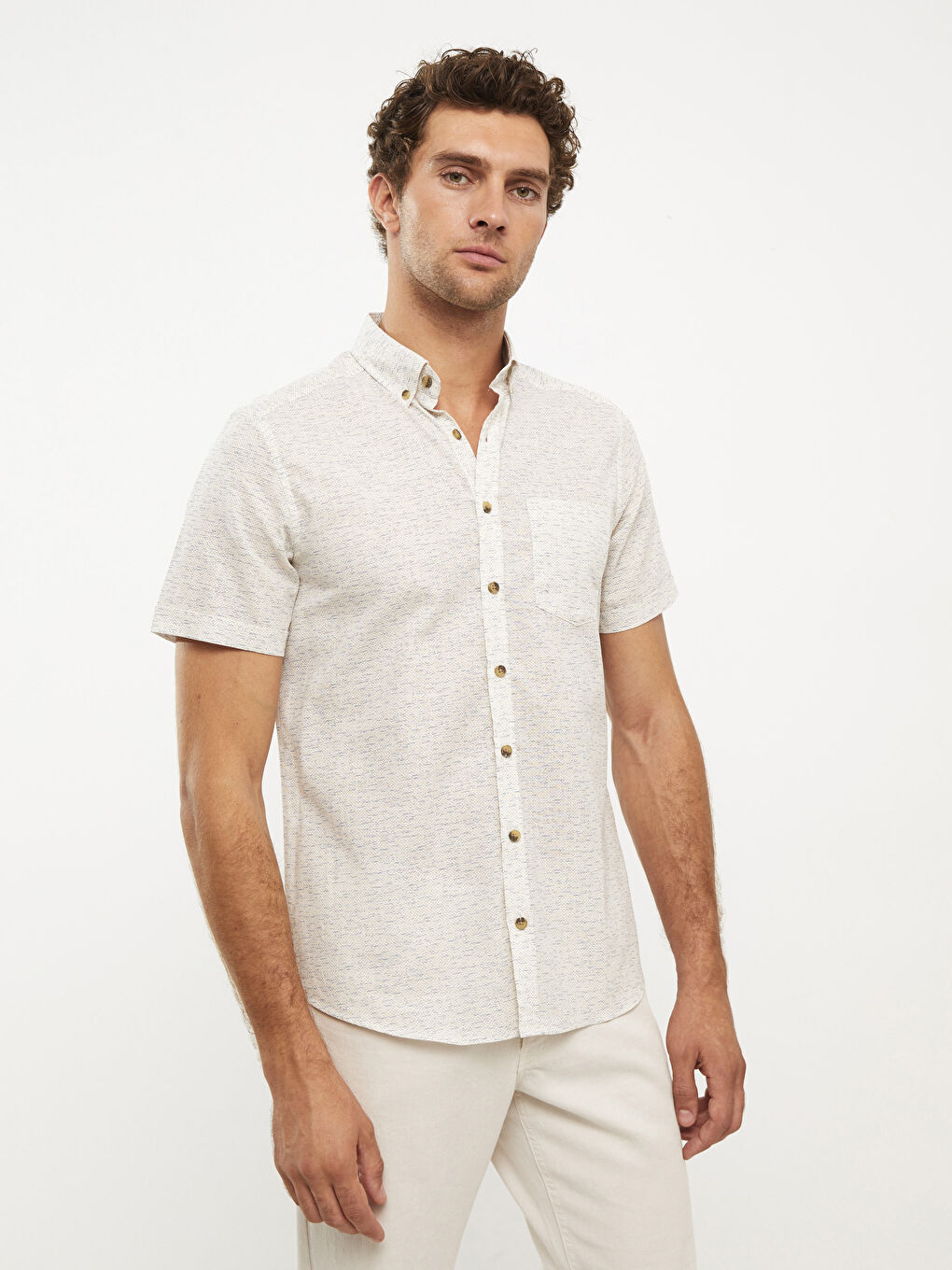 Slim Fit Short Sleeve Oxford Men Shirt