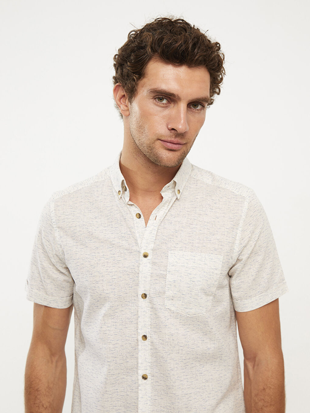 Slim Fit Short Sleeve Oxford Men Shirt-1