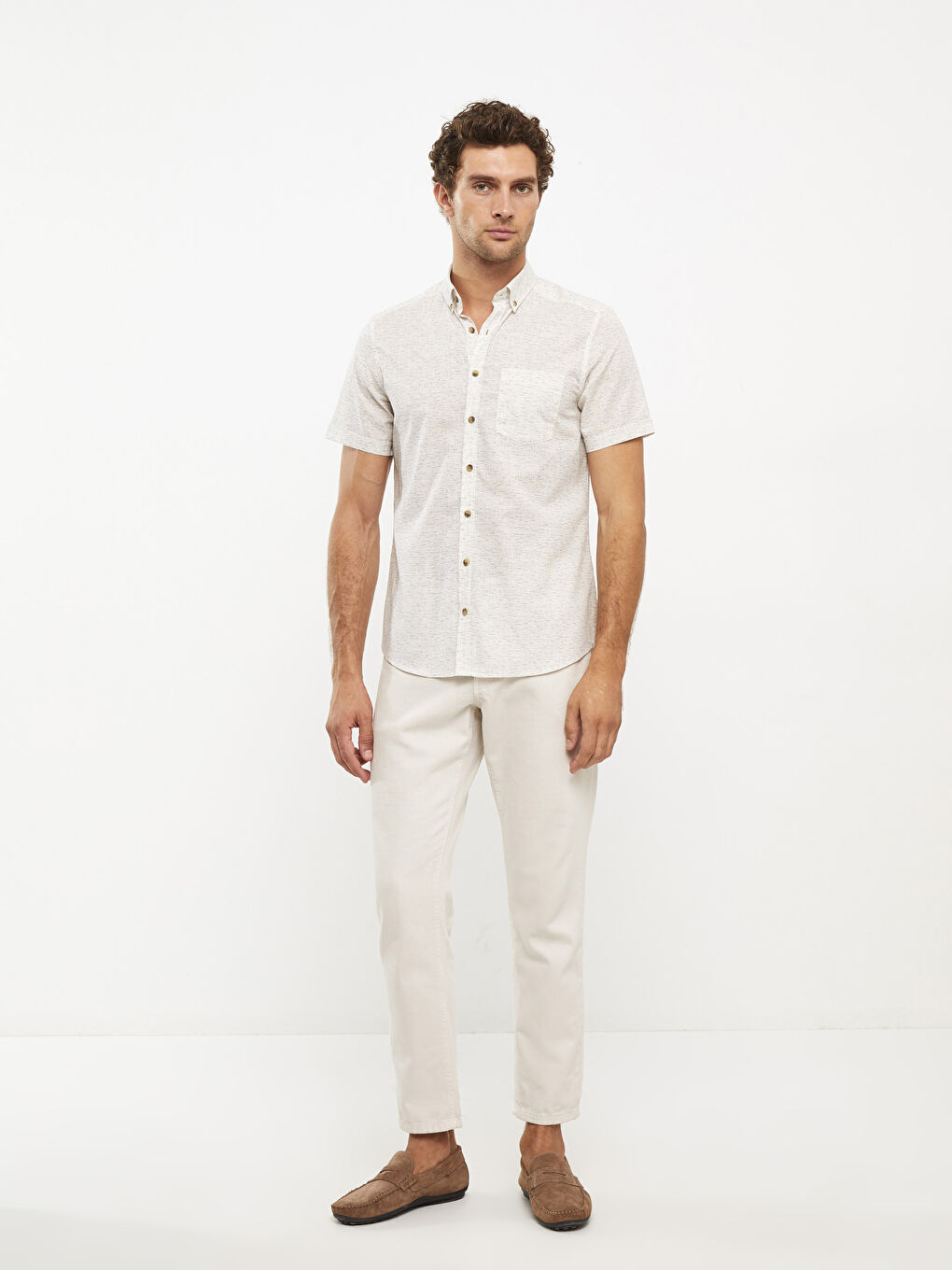 Slim Fit Short Sleeve Oxford Men Shirt-2