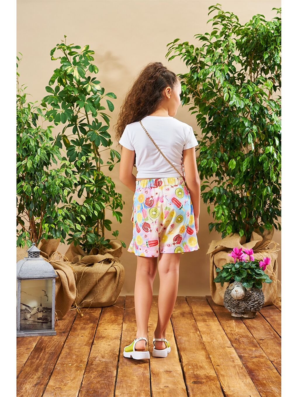 Pembe Chaton D'or Bisiklet Yaka Kız Çocuk Tişört ve Etek 2'li-1