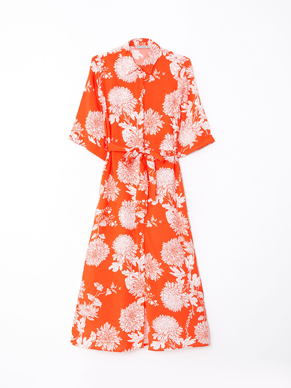 Patterned Viscose Women Shirt Dress -S2NP89Z8-LSR