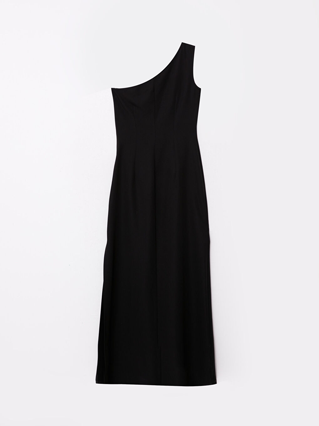 Siyah Tek Omuz Taş İşlemeli Kadın Abiye Elbise-12