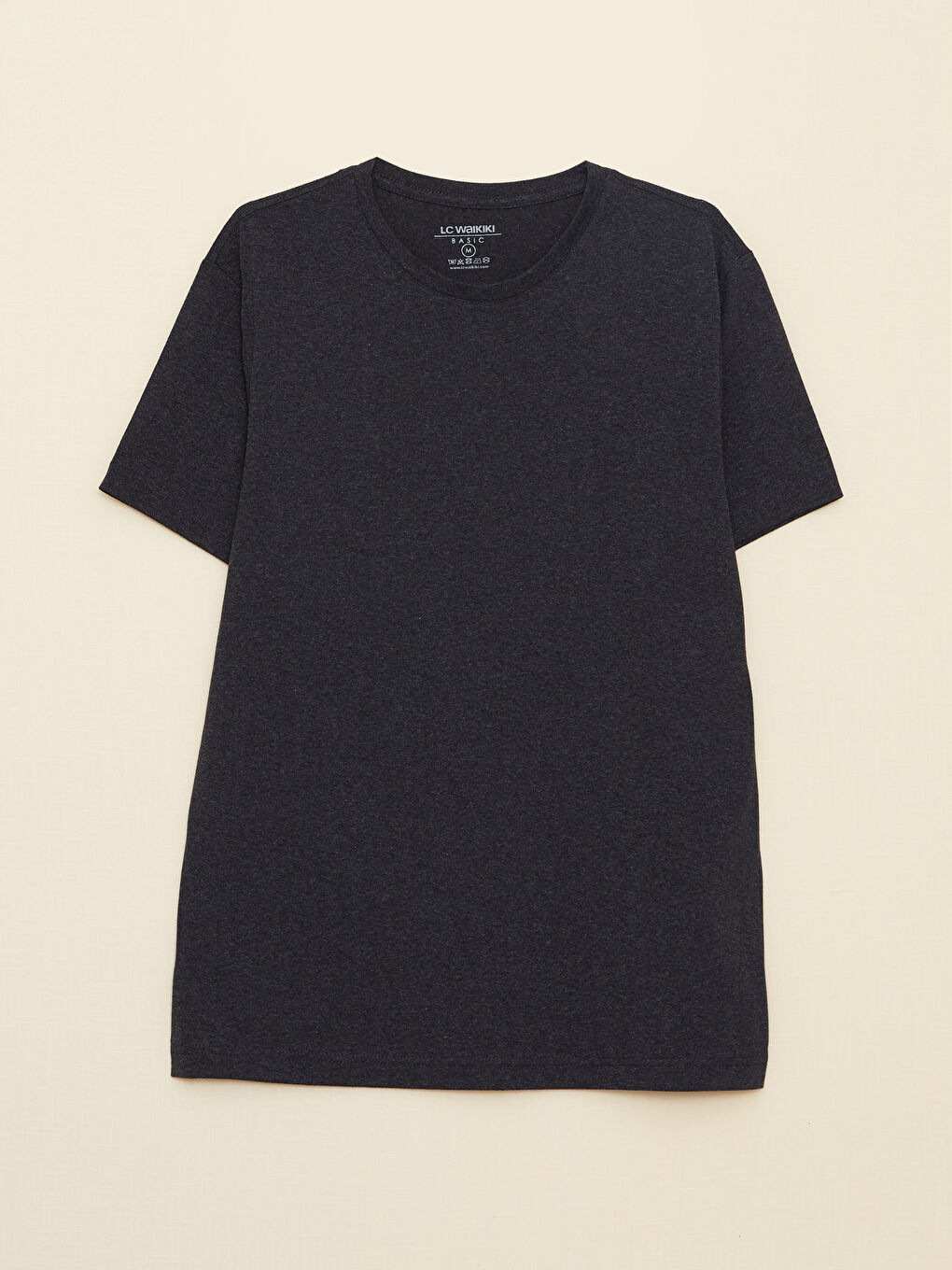 Antrasit Bisiklet Yaka Penye Erkek Tişört-5