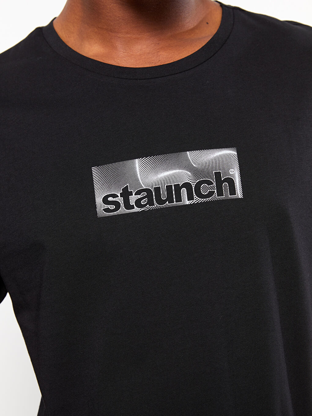 Siyah Bisiklet Yaka Kısa Kollu Baskılı Penye Erkek Tişört-3