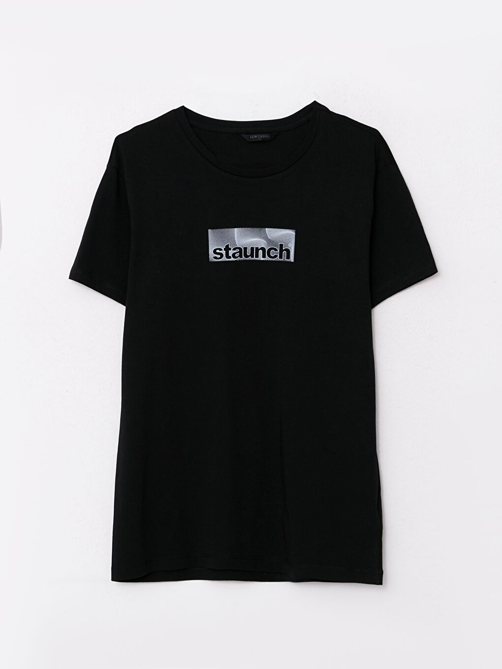 Siyah Bisiklet Yaka Kısa Kollu Baskılı Penye Erkek Tişört-5