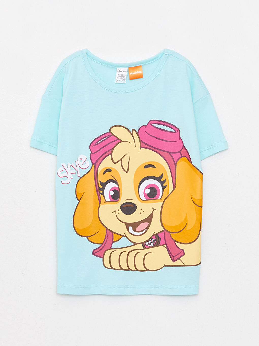 Turkuaz Bisiklet Yaka Kısa Kollu Paw Patrol Baskılı Kız Bebek Tişört