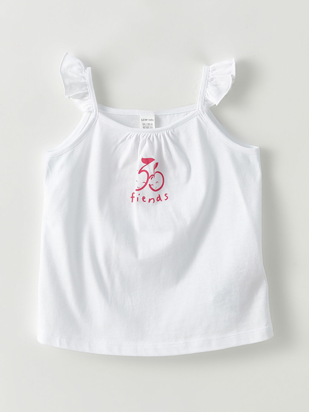 Ekru Bisiklet Yaka Askılı Baskılı Kız Bebek Atlet