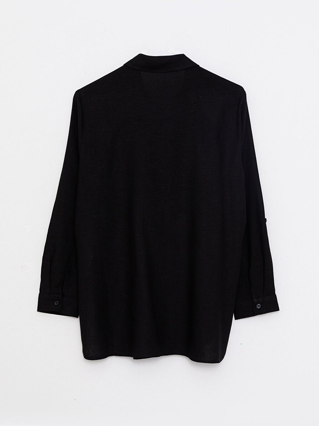 Siyah Düz Uzun Kollu Kadın Gömlek Tunik-6