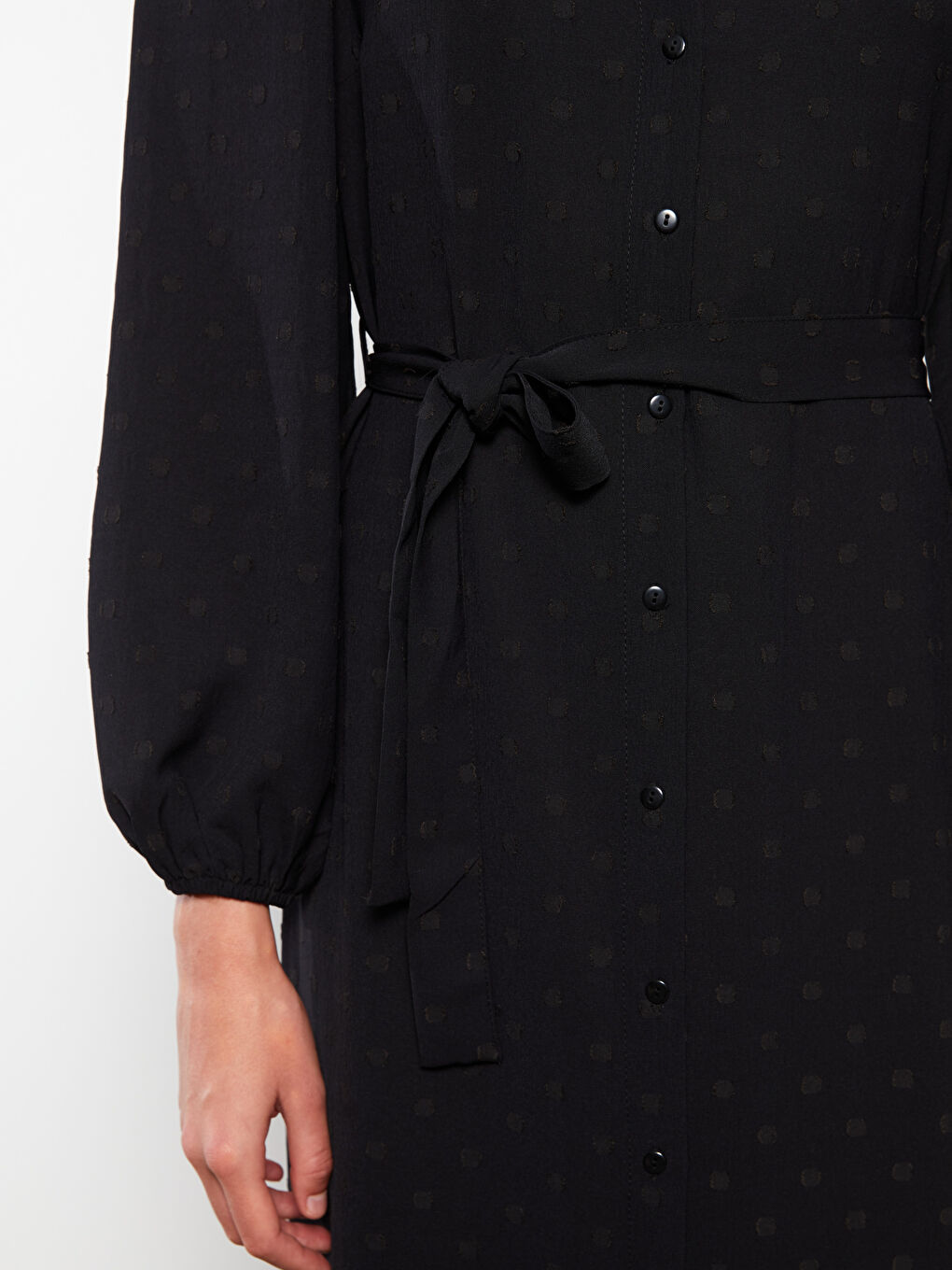 LCWAIKIKI Classic Crew Neck Polka Dot Long Sleeve Women's Shirt Dress -S2NR23Z8-CVL