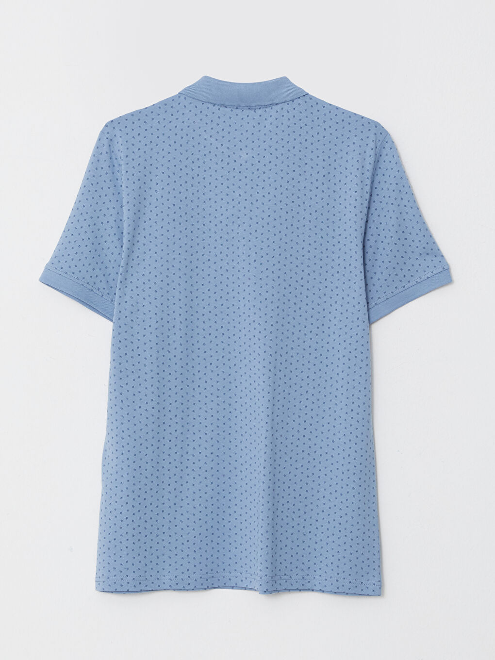 Mavi Polo Yaka Kısa Kollu Desenli Erkek Tişört-6
