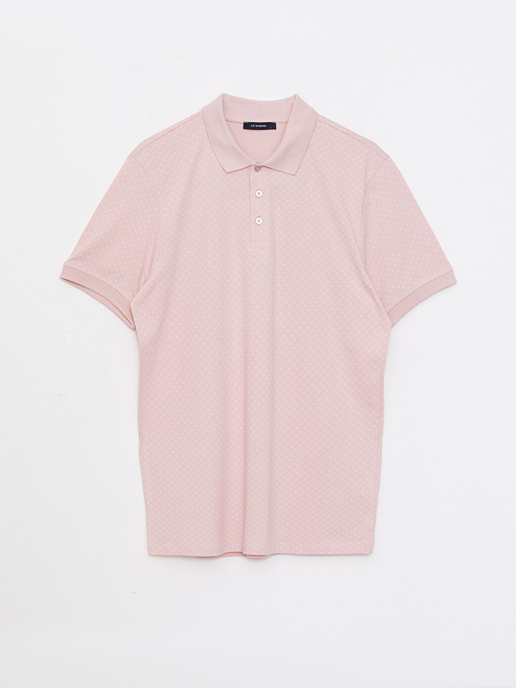 Pembe Polo Yaka Kısa Kollu Desenli Erkek Tişört-5