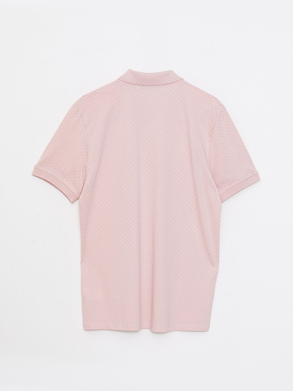 Pembe Polo Yaka Kısa Kollu Desenli Erkek Tişört-6