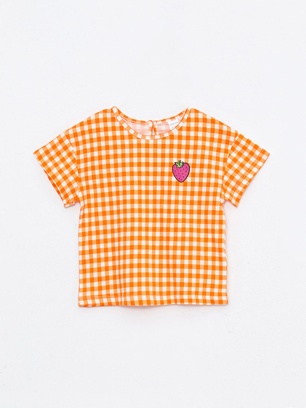 تيشيرت بناتي بيبي قطن كاروهات بكم قصير ورقبة دائرية