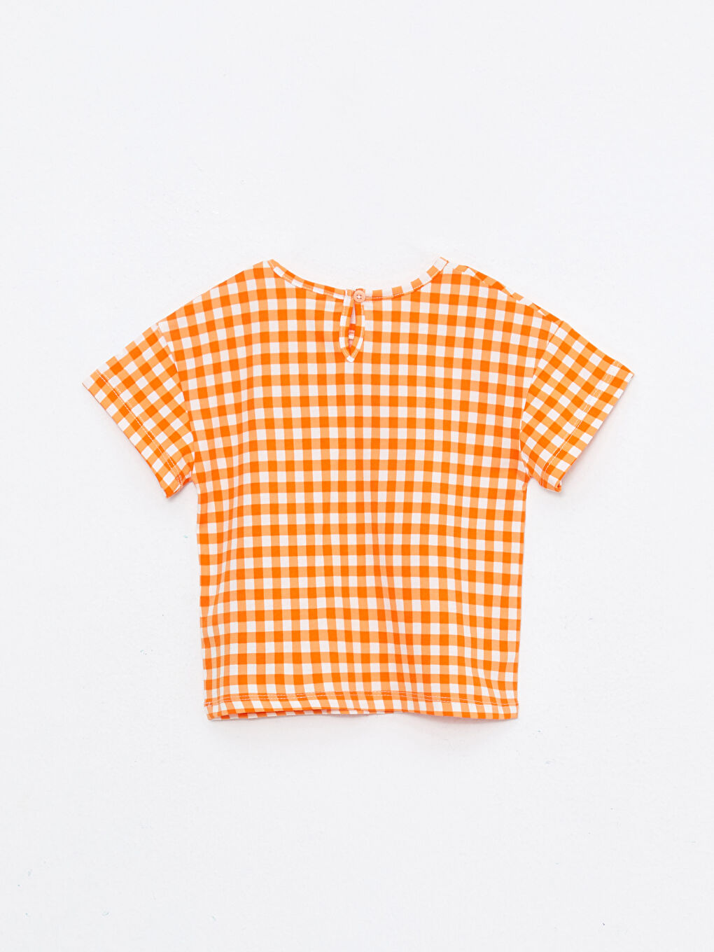 تيشيرت بناتي بيبي قطن كاروهات بكم قصير ورقبة دائرية-1