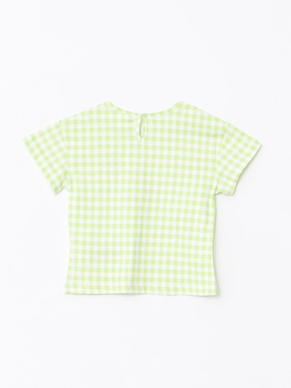 Футболка Для Малышки Девочки Хлопковая В Клетку С Короткими Рукавами И Круглым Вырезом-1