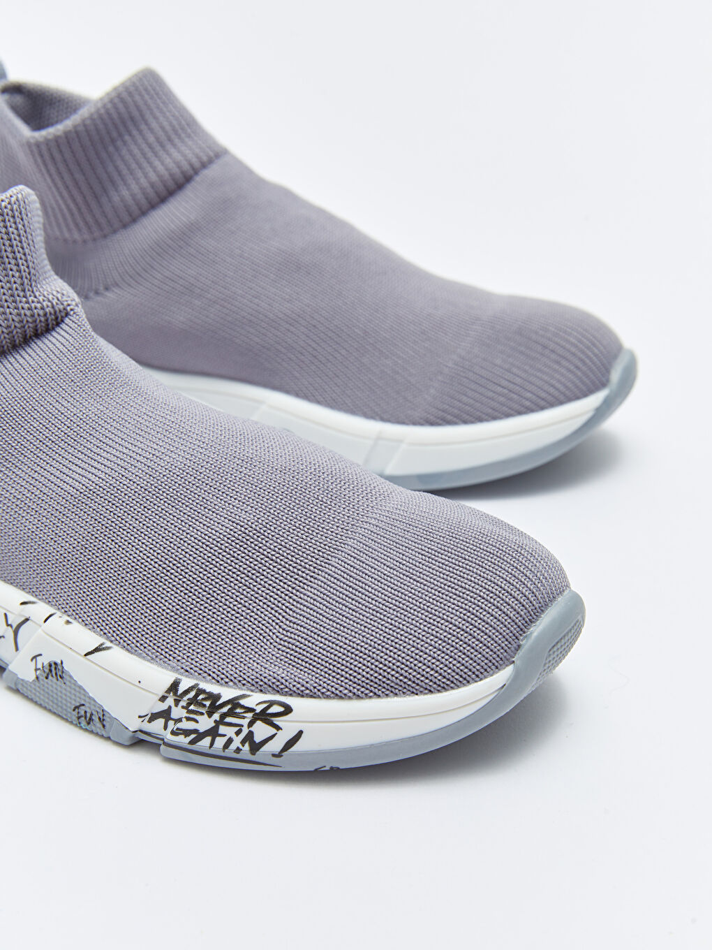 Gri File Detaylı Bilek Boy Erkek Çocuk Spor Ayakkabı-2