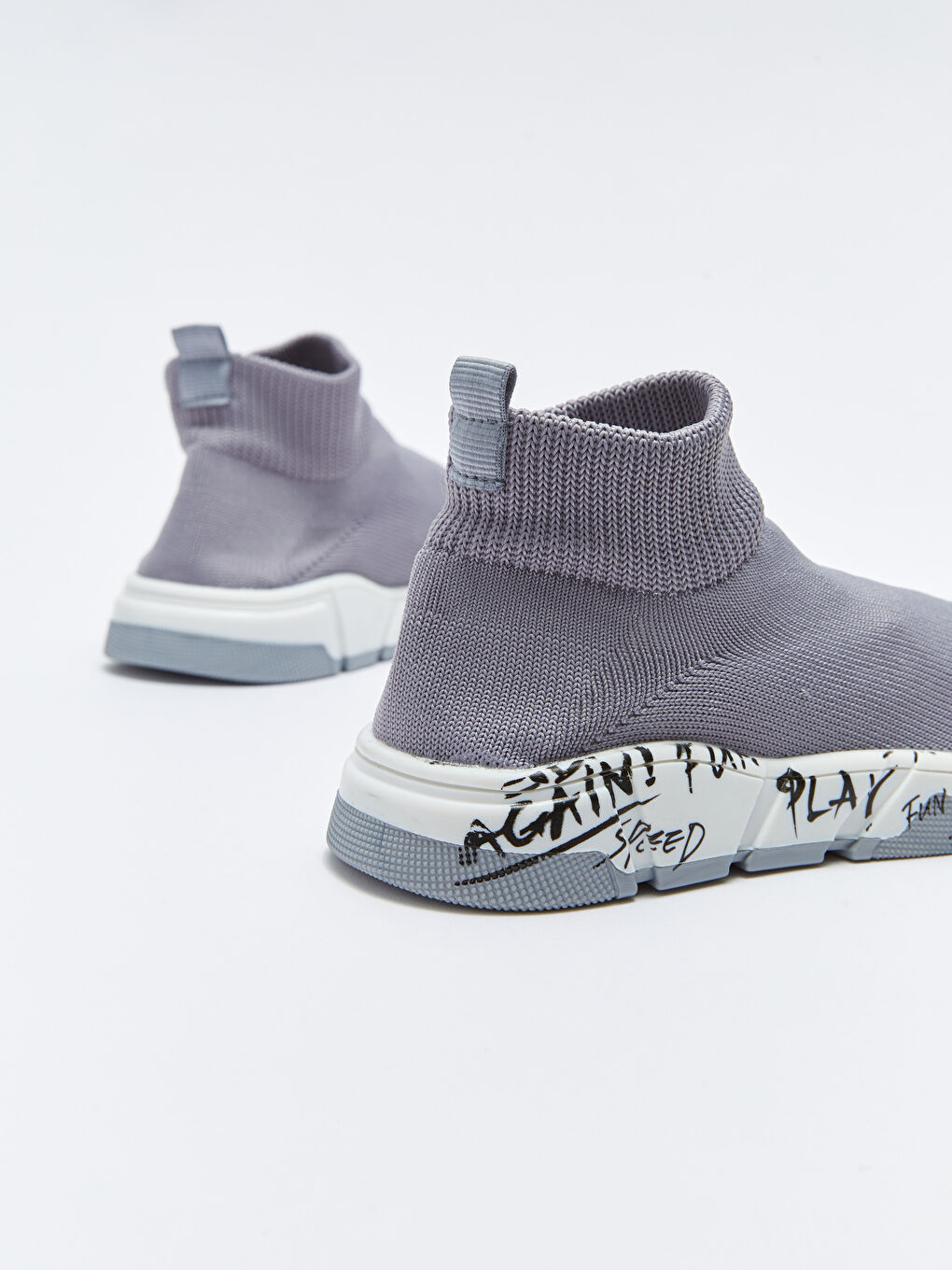 Gri File Detaylı Bilek Boy Erkek Çocuk Spor Ayakkabı-4