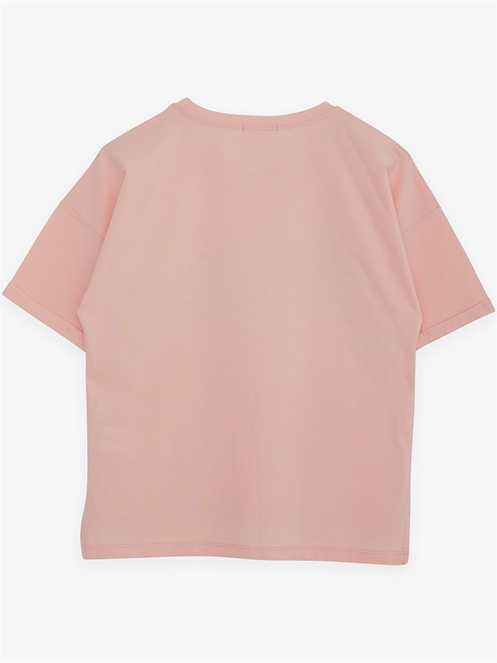 Turuncu Bisiklet Yaka Baskılı Kısa Kollu Kız Çocuk Tişört-1
