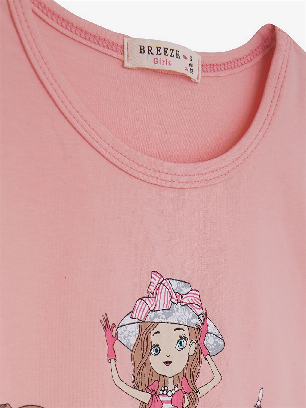 Turuncu Bisiklet Yaka Baskılı Kısa Kollu Kız Çocuk Tişört ve Tayt-4