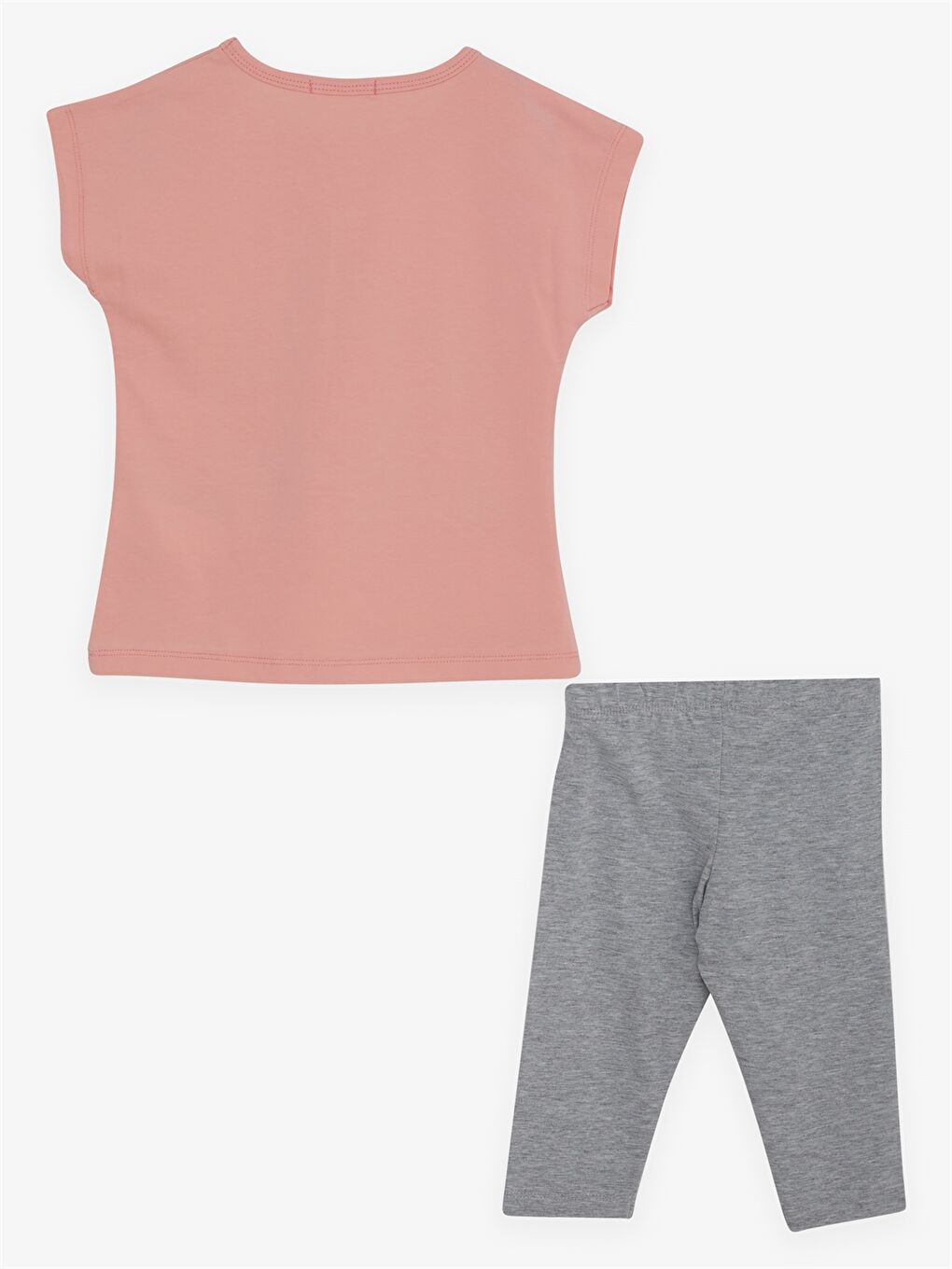 Turuncu Bisiklet Yaka Baskılı Kısa Kollu Kız Çocuk Tişört ve Tayt-1