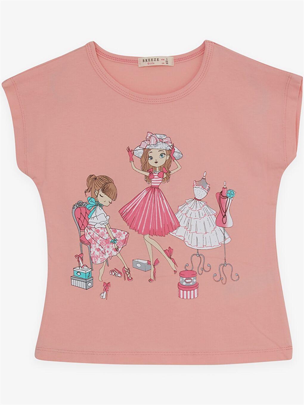 Turuncu Bisiklet Yaka Baskılı Kısa Kollu Kız Çocuk Tişört ve Tayt-2