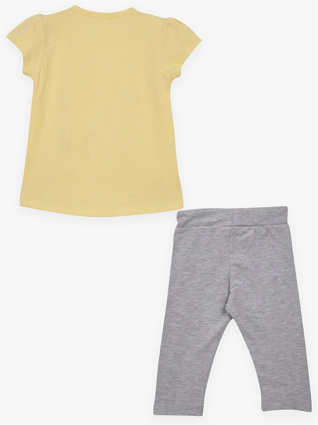 Sarı Bisiklet Yaka Baskılı Kız Bebek 2'li Takım-1
