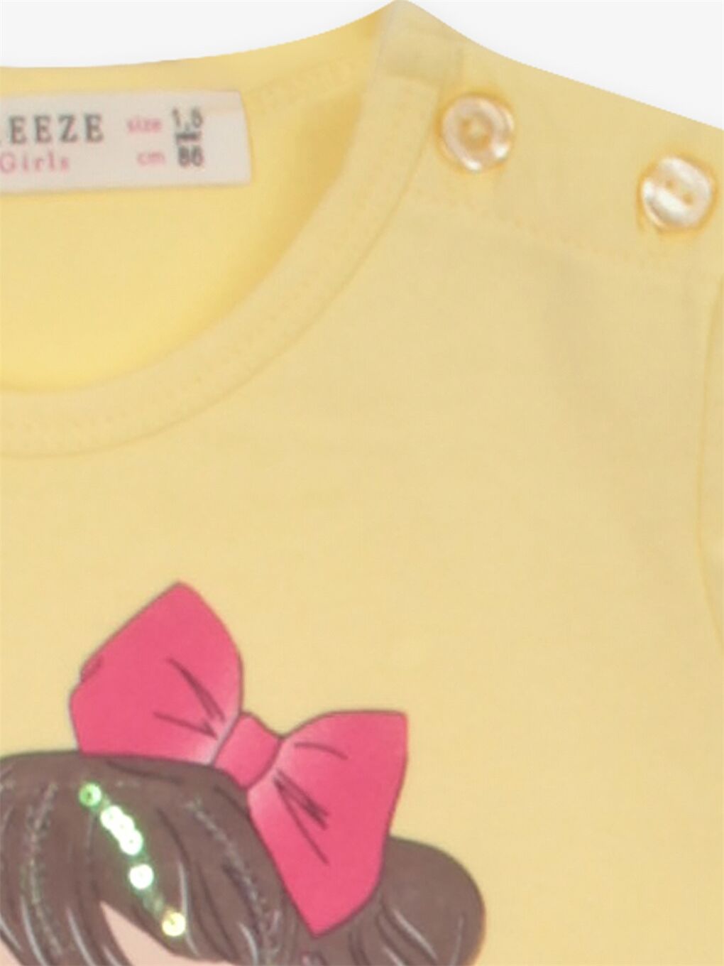 Sarı Bisiklet Yaka Baskılı Kız Bebek 2'li Takım-4