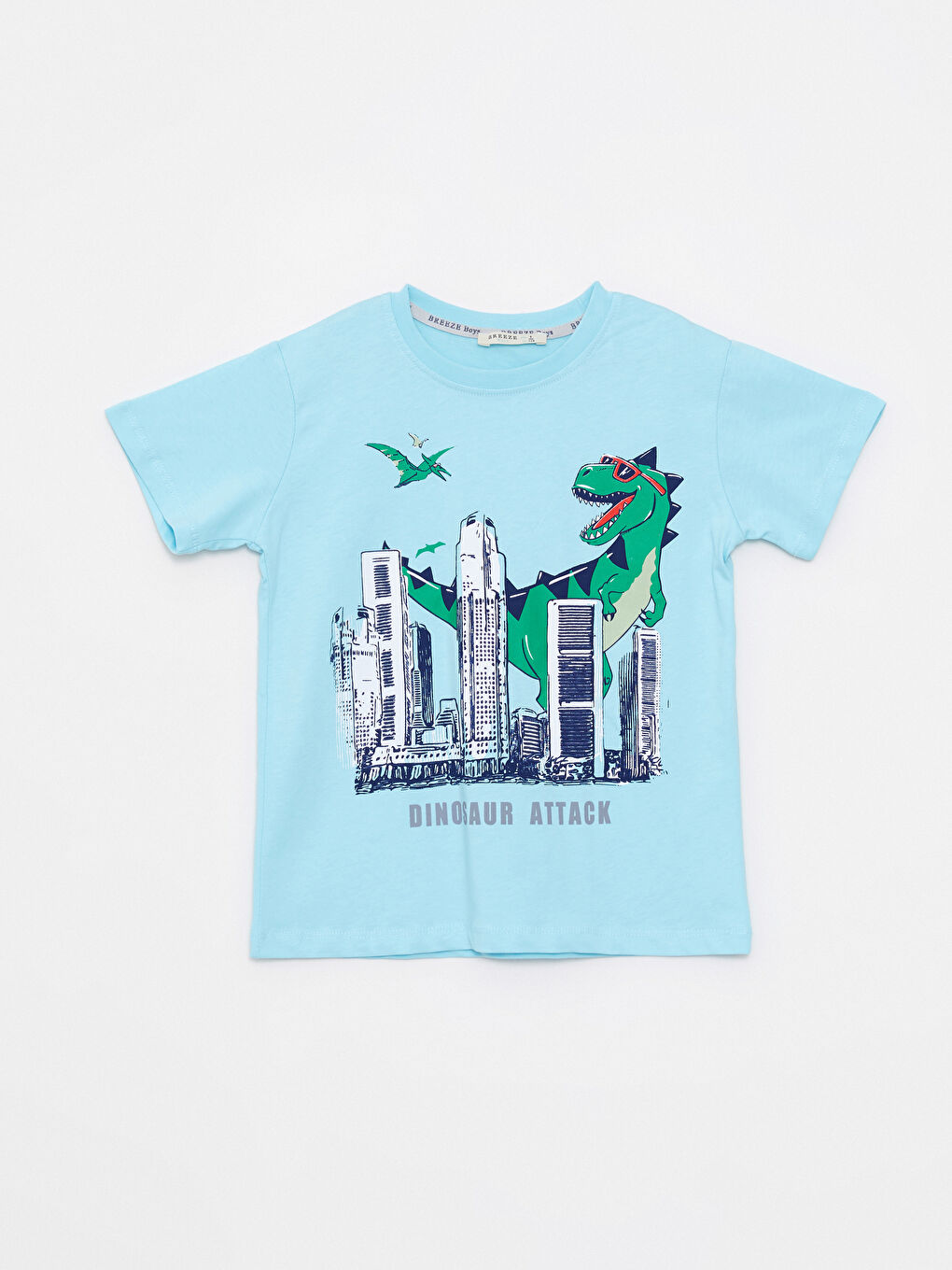 Mavi Bisiklet Yaka Baskılı Kısa Kollu Erkek Çocuk Tişört ve Şort-1